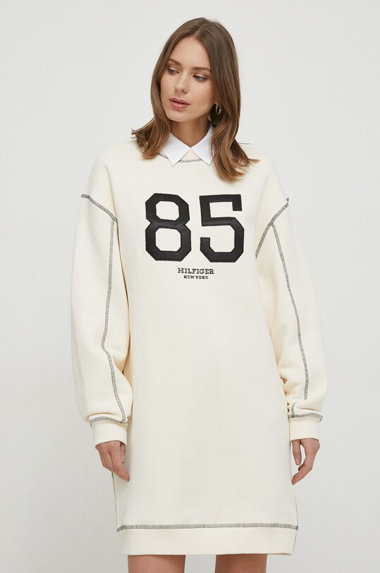 Tommy Hilfiger sukienka bawełniana casual beżowy WW0WW40614