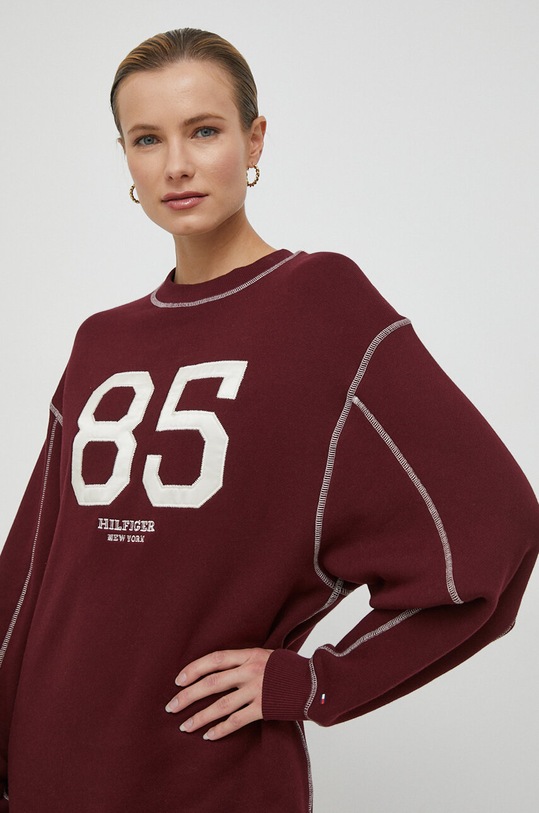 Bavlněné šaty Tommy Hilfiger WW0WW40614 burgundské