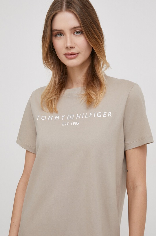 Tommy Hilfiger sukienka bawełniana beżowy WW0WW41013