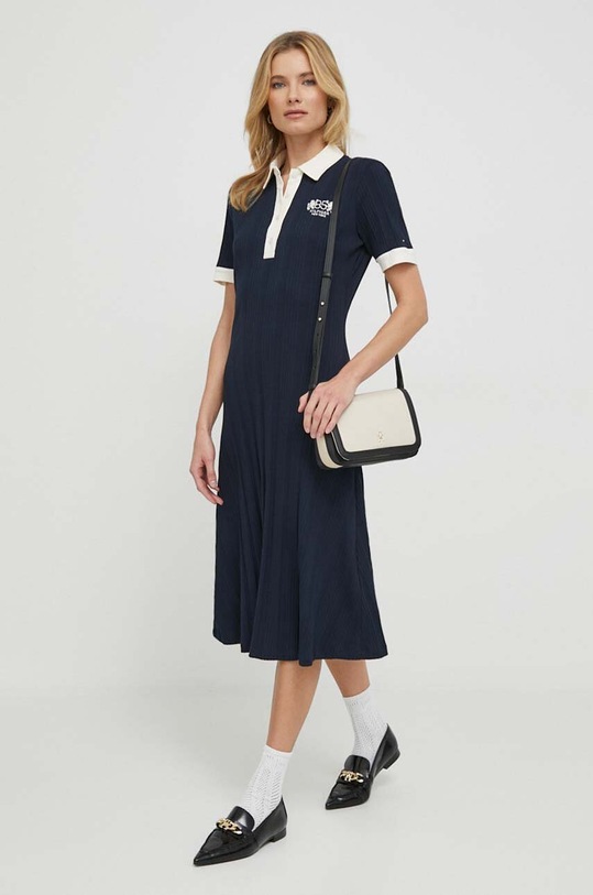 Tommy Hilfiger sukienka bawełniana bawełna granatowy WW0WW40617