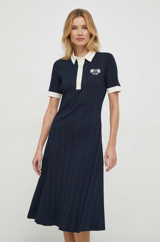 Tommy Hilfiger sukienka bawełniana WW0WW40617 granatowy SS24