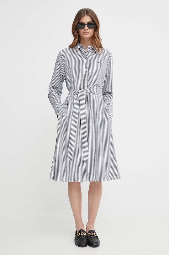 Bavlněné šaty Tommy Hilfiger mini bílá WW0WW41001