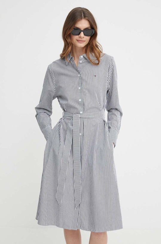 Bavlněné šaty Tommy Hilfiger WW0WW41001 bílá SS24
