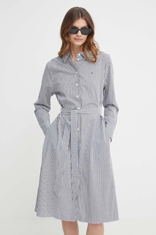 Bavlněné šaty Tommy Hilfiger WW0WW41001 bílá SS24