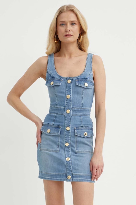 Elisabetta Franchi rochie din denim mini albastru AJ36S41E2