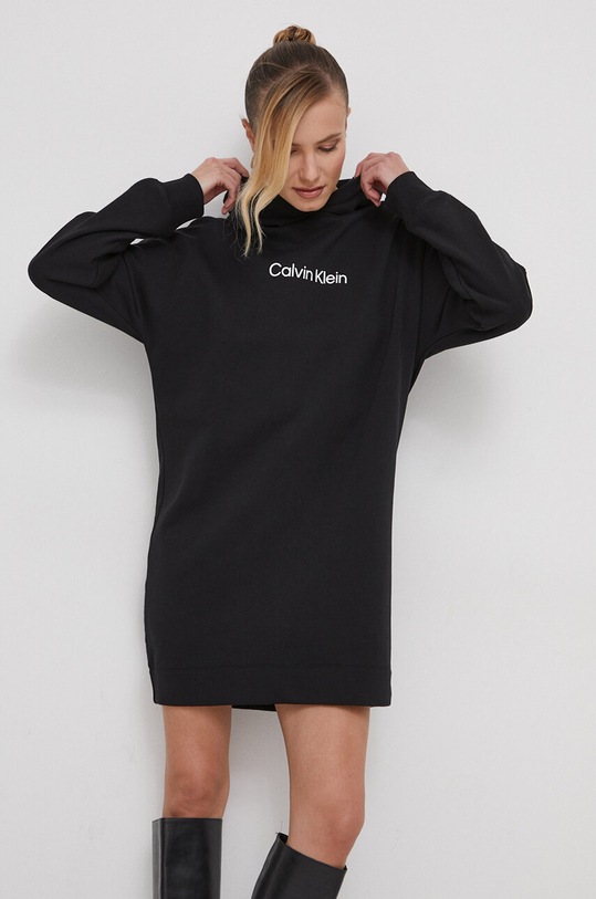 Βαμβακερό φόρεμα Calvin Klein casual μαύρο K20K206897
