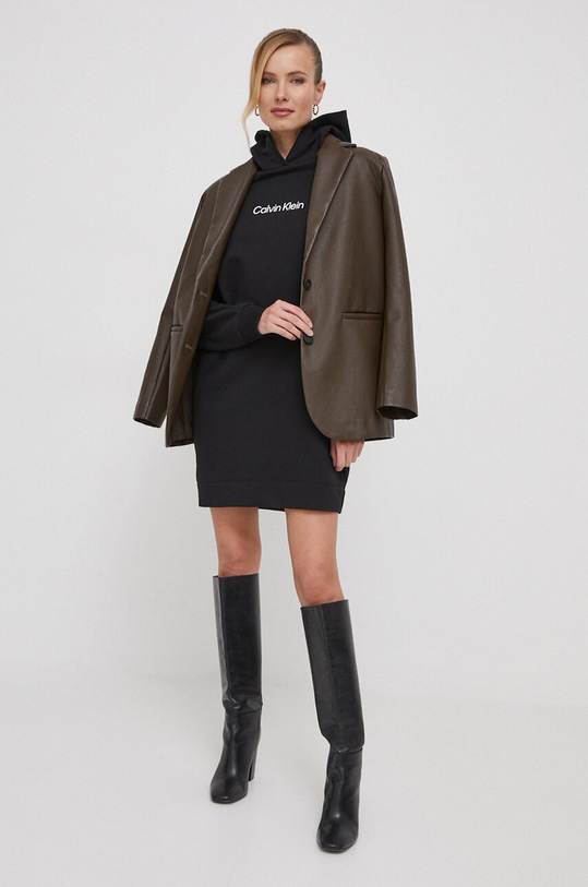 Βαμβακερό φόρεμα Calvin Klein K20K206897 μαύρο SS24