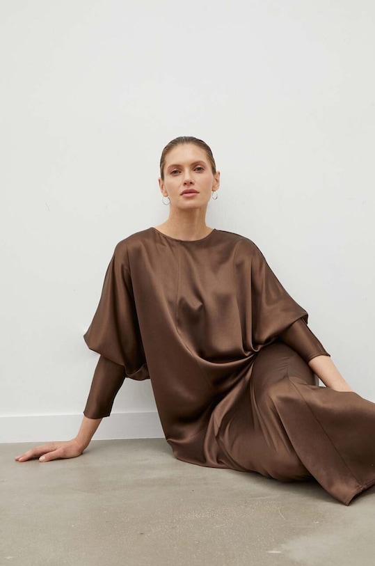 By Malene Birger sukienka Q71625022 brązowy SS24