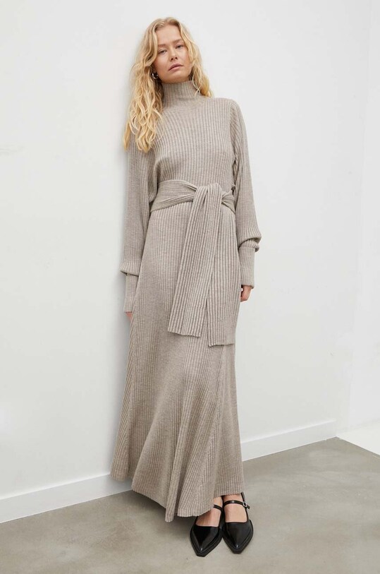 Шерстяное платье By Malene Birger casual бежевый Q72095003
