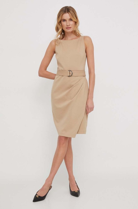 Lauren Ralph Lauren sukienka z elastanem beżowy 200925753