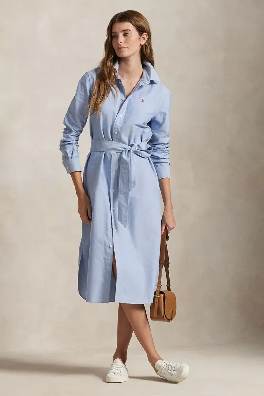 Polo Ralph Lauren sukienka bawełniana bawełna niebieski 211928804