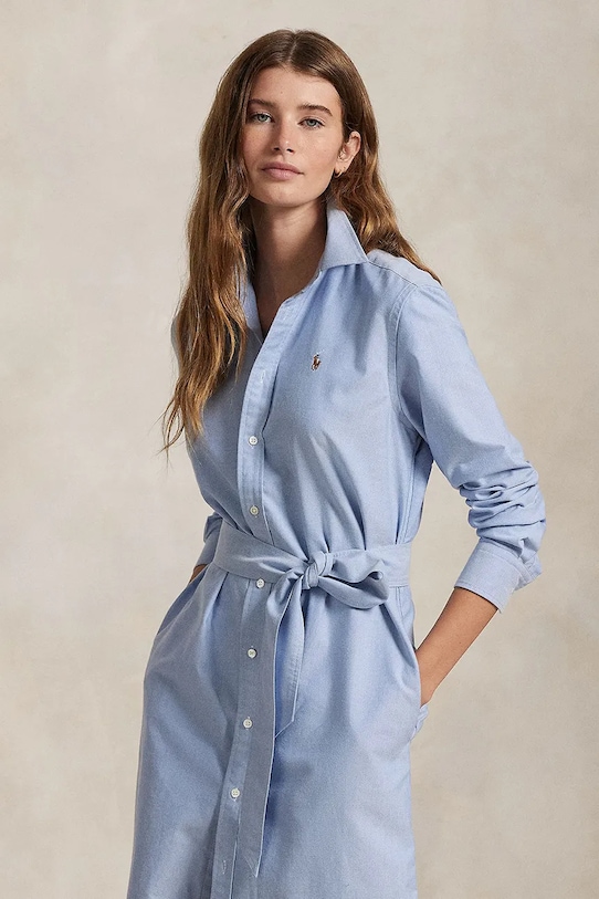 Odzież Polo Ralph Lauren sukienka bawełniana 211928804 niebieski