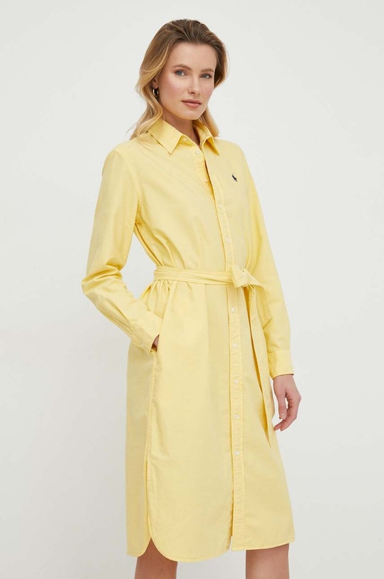 Bavlnené šaty Polo Ralph Lauren 211928808 žltá SS24