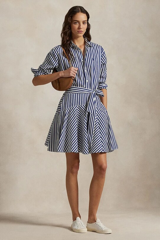 Бавовняна сукня Polo Ralph Lauren довгий блакитний 211929600