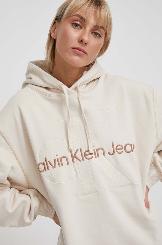 Bavlněné šaty Calvin Klein Jeans béžová J20J223245