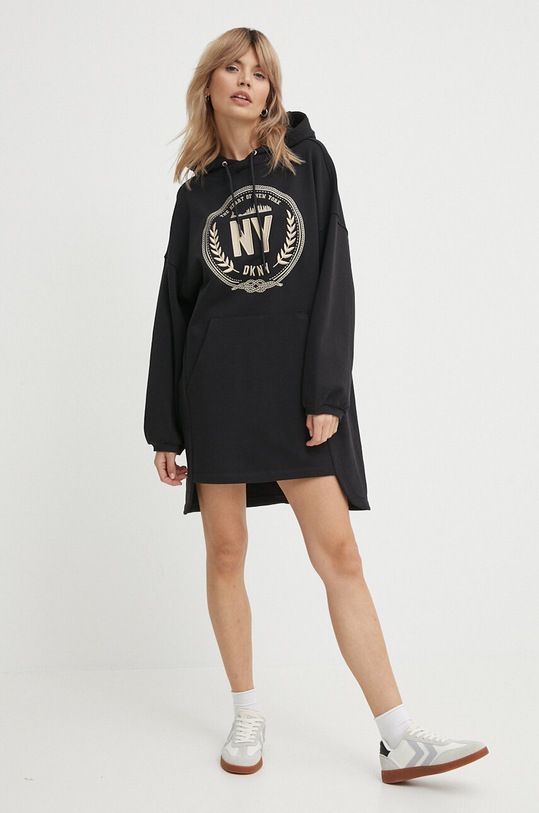 Dkny sukienka bawełniana D2A4B053 czarny SS24