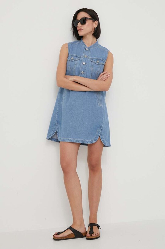 Dkny rochie din denim albastru D2A4BX52