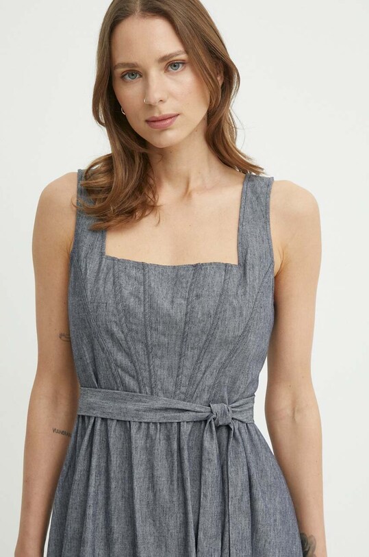 Сукня з домішкою льону Dkny сірий DD4B5715