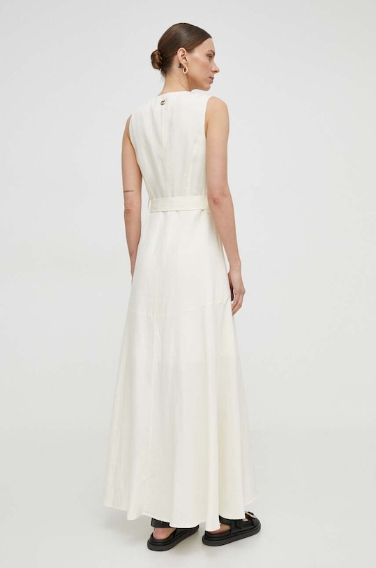 Odzież Twinset sukienka z domieszką lnu 241TP2520 beżowy