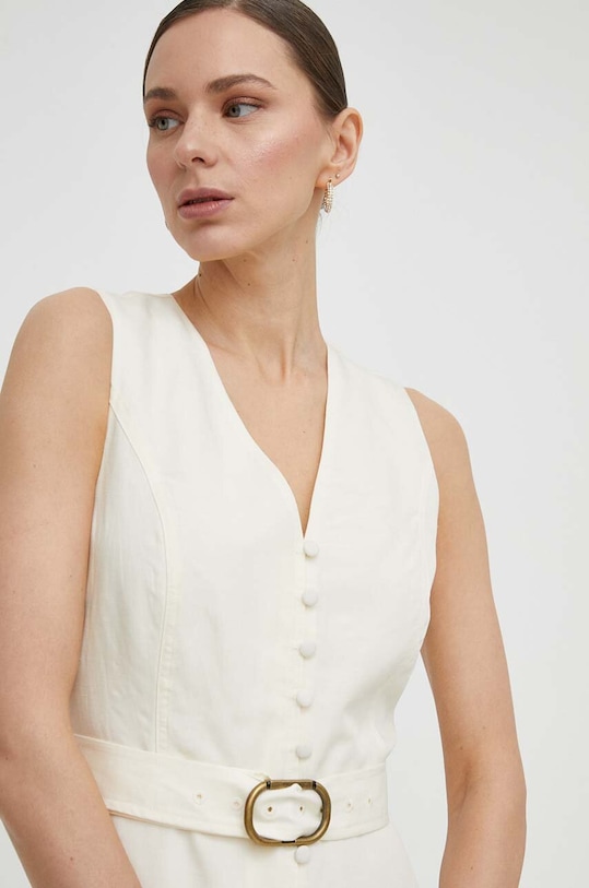 Twinset sukienka z domieszką lnu beżowy 241TP2520