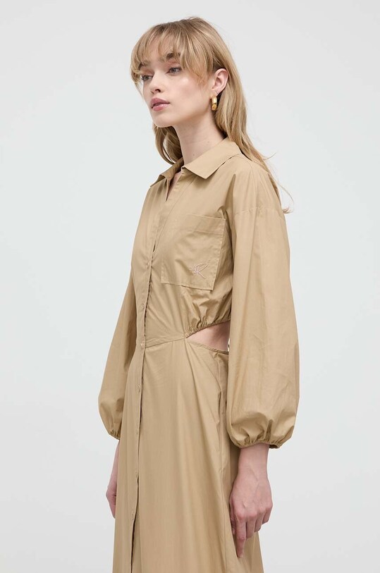 Odzież Twinset sukienka bawełniana 241AP2013 beżowy