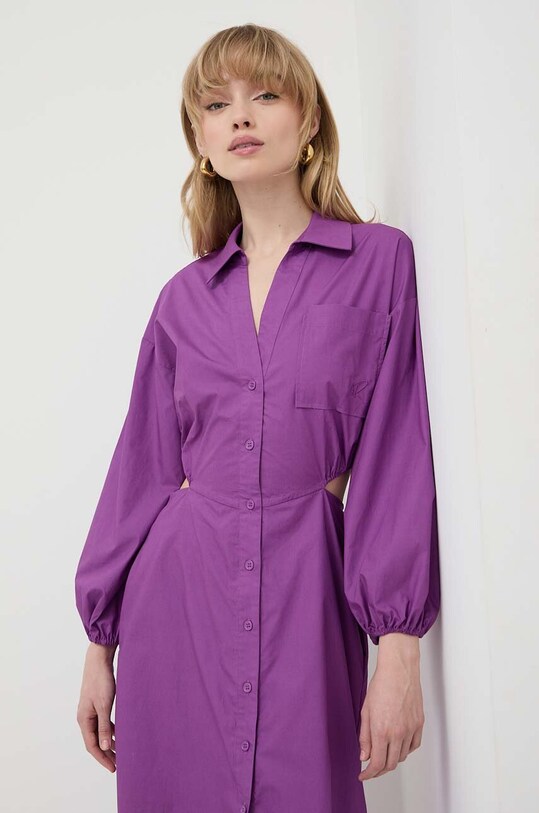 Odzież Twinset sukienka bawełniana 241AP2013 fioletowy