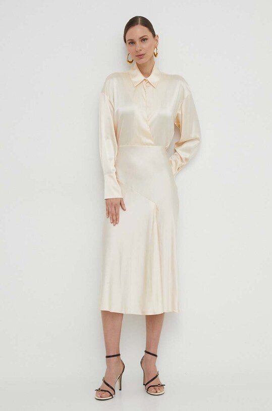 Patrizia Pepe sukienka z elastanem beżowy 8A1315.A644