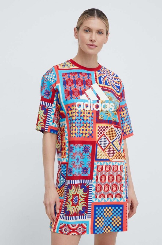 adidas sukienka bawełniana x FARM Rio IQ4506 multicolor SS24
