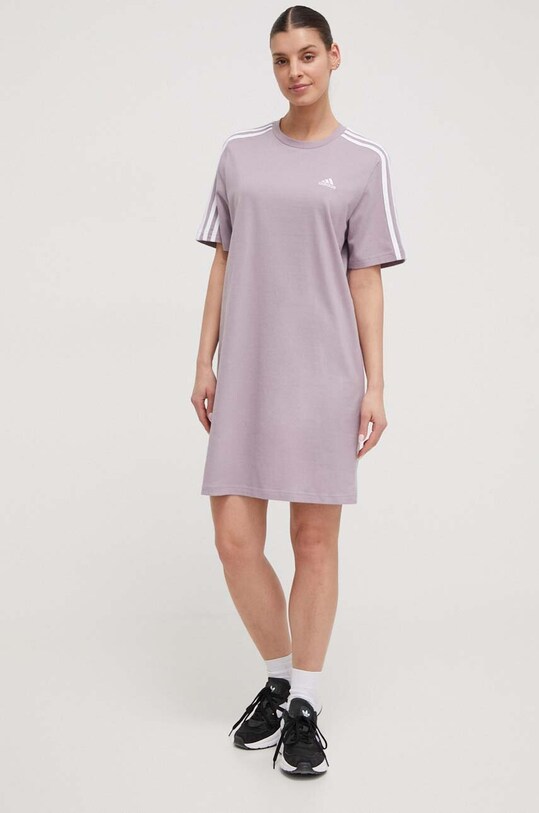 Хлопковое платье adidas IR6054 фиолетовой SS24