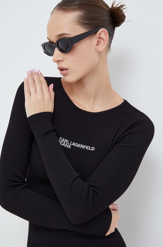 Karl Lagerfeld Jeans pamut ruha fekete 240J1310