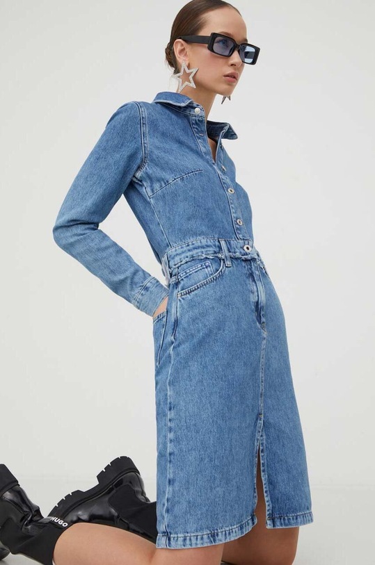 Karl Lagerfeld Jeans sukienka jeansowa niebieski 240J1308