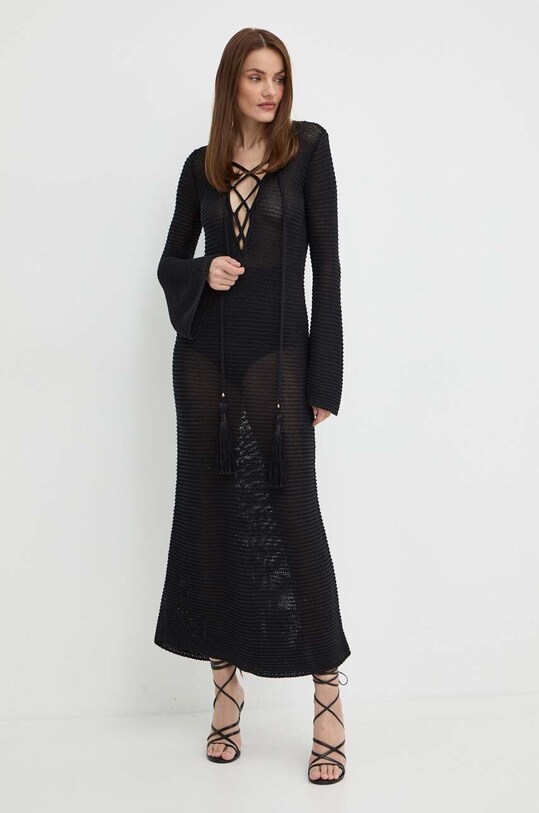 Льняное платье Luisa Spagnoli RUNWAY COLLECTION 58359 чёрный