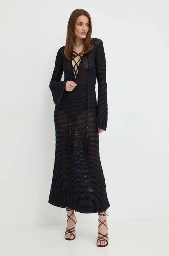 Luisa Spagnoli rochie din in RUNWAY COLLECTION 58359 negru