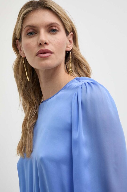 Luisa Spagnoli rochie de matase RUNWAY COLLECTION albastru 541114
