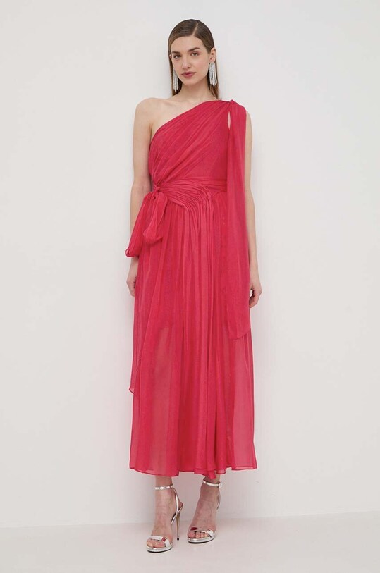 Svilena haljina Luisa Spagnoli PANNELLO maxi roza 540965