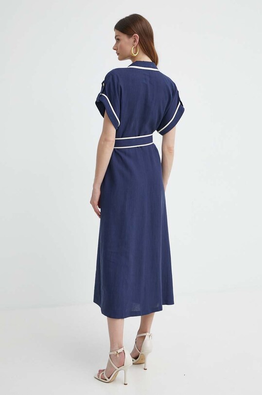 Îmbrăcăminte Luisa Spagnoli rochie din amestec de in PARENTE 540699 bleumarin