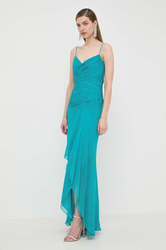 Luisa Spagnoli rochie de matase PINCIO maxi turcoaz 540715
