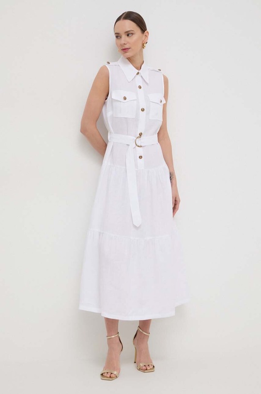Luisa Spagnoli vestito di lino maxi bianco 540880