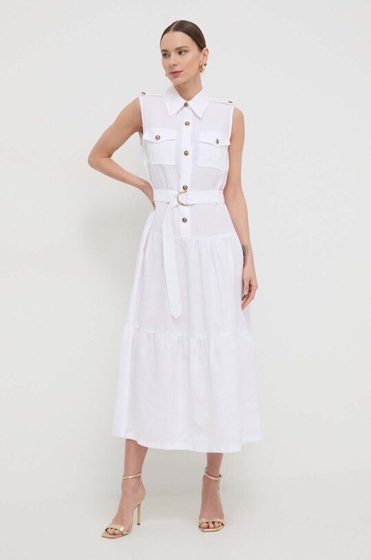 Abbigliamento Luisa Spagnoli vestito di lino 540880 bianco