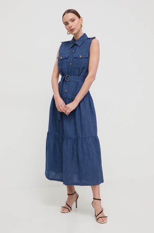 Luisa Spagnoli vestito di lino maxi blu 540880