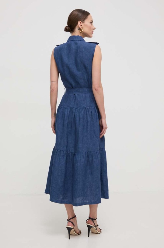Luisa Spagnoli vestito di lino 540880 blu SS24