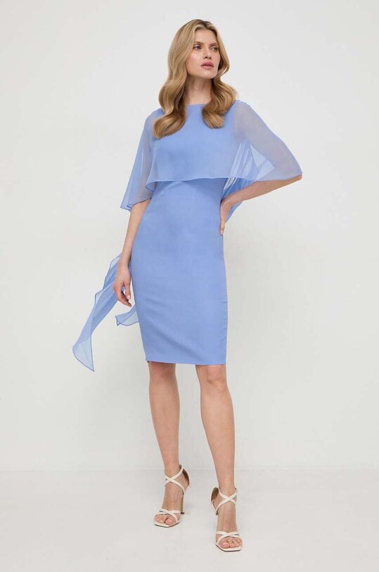 Luisa Spagnoli rochie de matase mini albastru 540782.