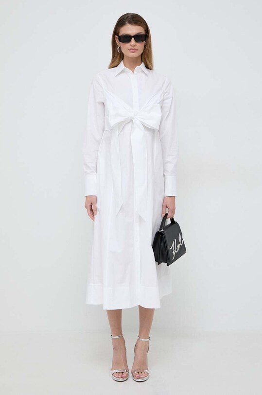 Karl Lagerfeld rochie din bumbac 240W1301 alb SS24