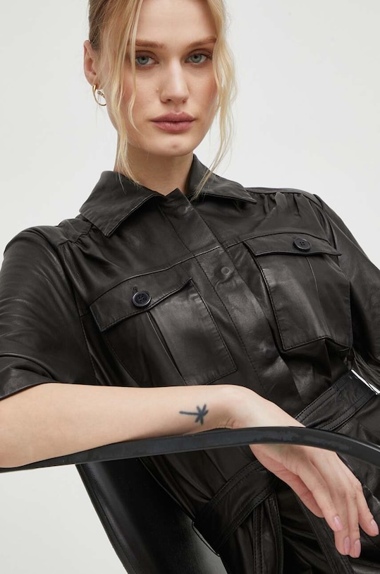 Kožené šaty Bruuns Bazaar černá BBW3884