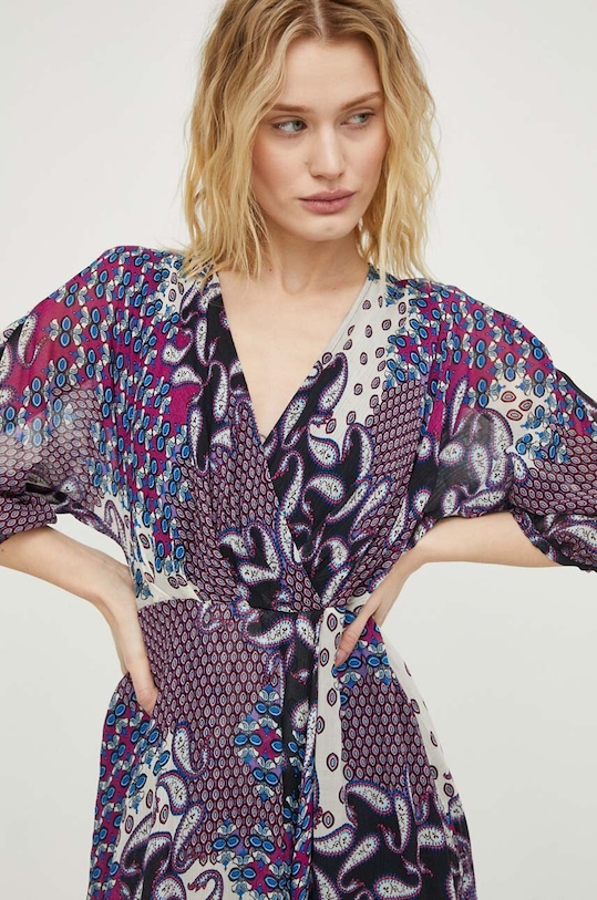 BA&SH rochie din amestec de matase violet 1E24BLAK