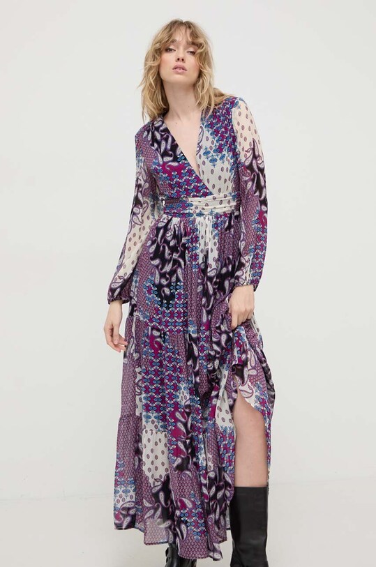 BA&SH sukienka z domieszką jedwabiu BOSSY 1E24BOSS multicolor SS24