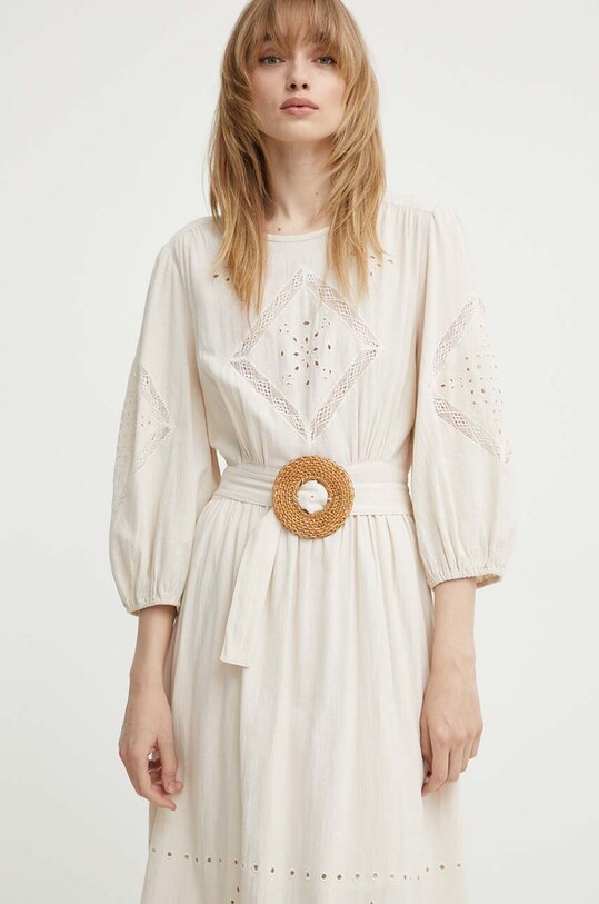 BA&SH sukienka bawełniana ELVINA beżowy 1E24ELVI