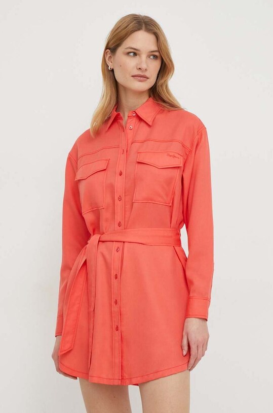 Φόρεμα Pepe Jeans Beate BEATE μακρύ κόκκινο PL953443