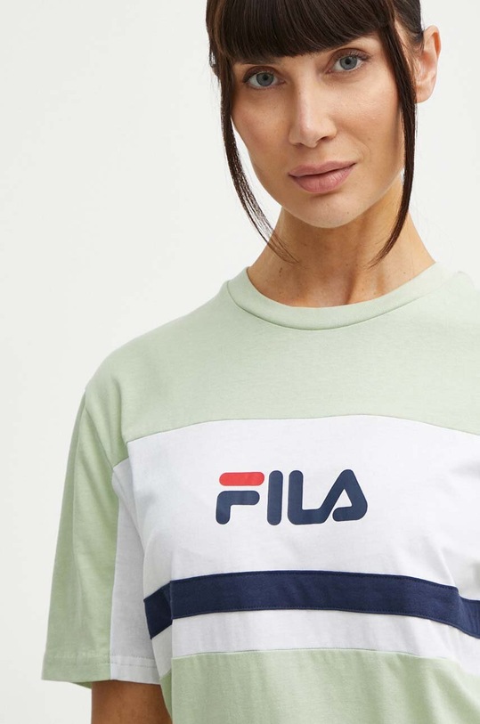 Fila sukienka bawełniana Lishui zielony FAW0776