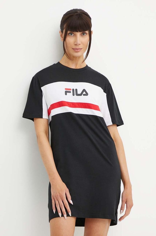 Fila sukienka bawełniana Lishui nadruk czarny FAW0776